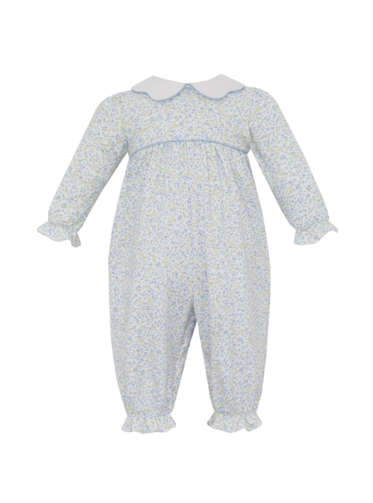 Caroline Tiny Blue Floral Knit Long Romper