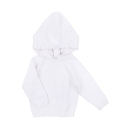 Essentials Knits White Hooded Zip Pullover