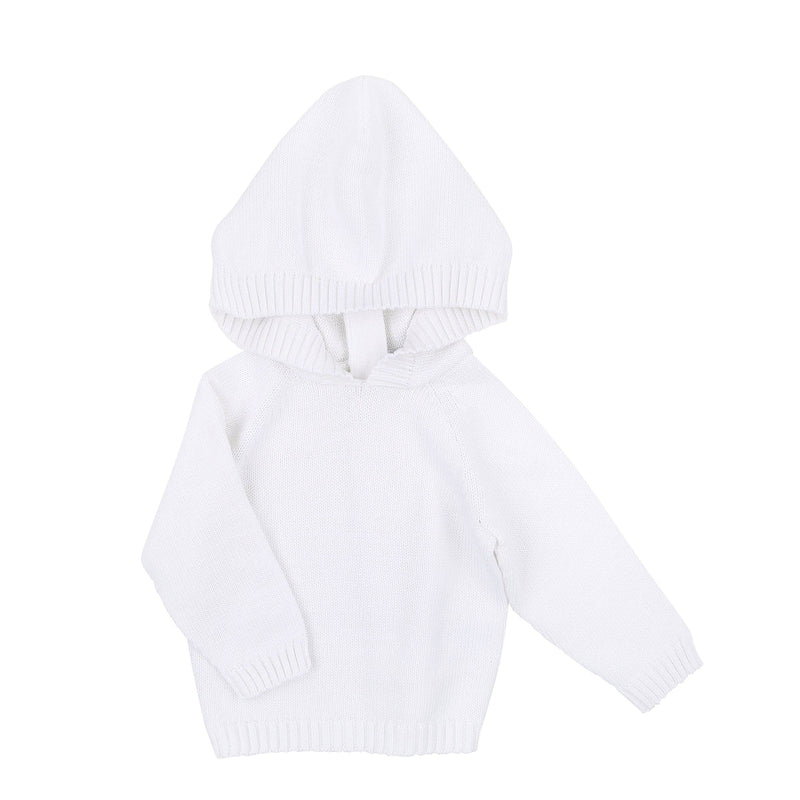 Essentials Knits White Hooded Zip Pullover