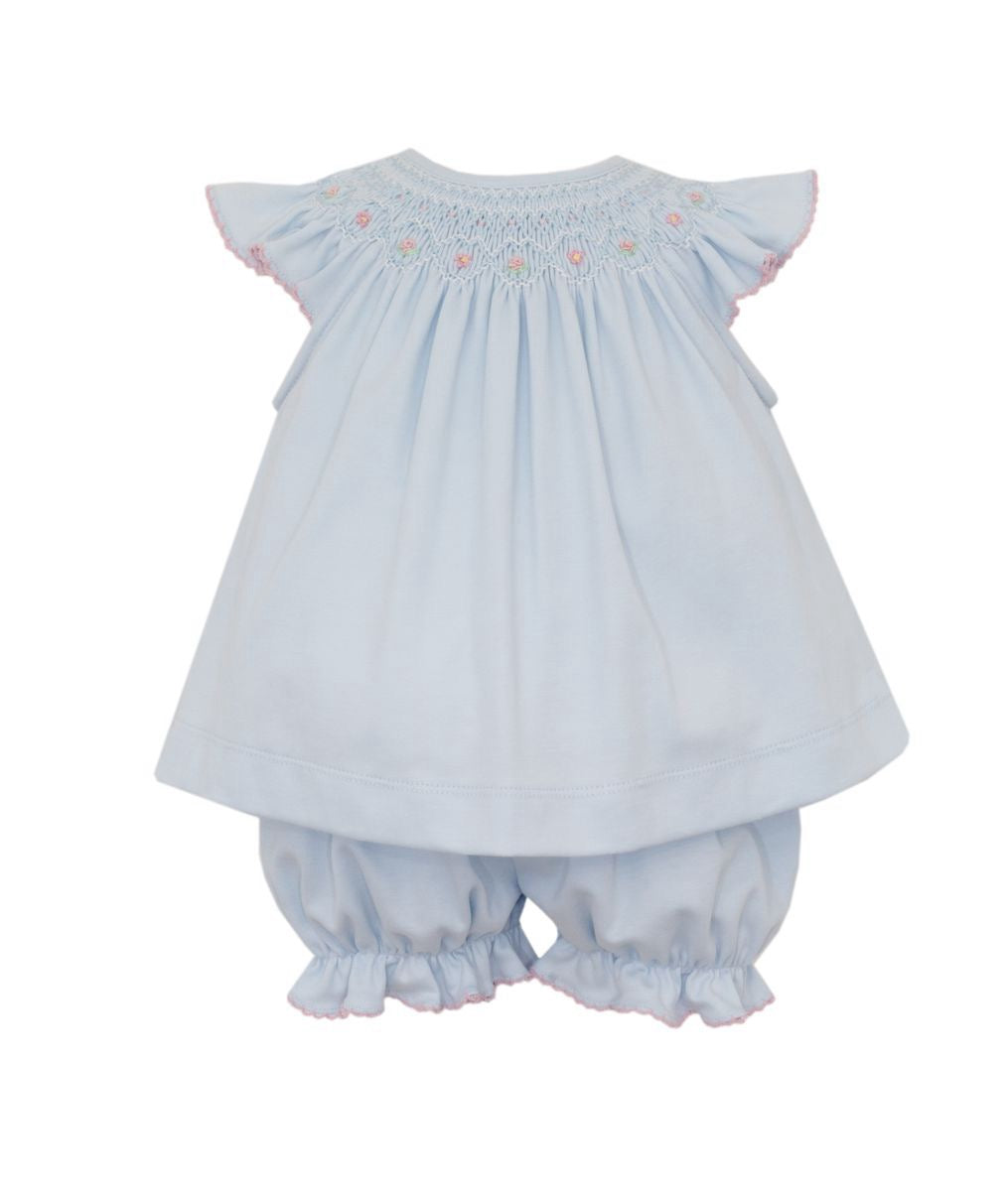 Petit Bebe Girl’s Blue Knit Bishop Bloomer Set