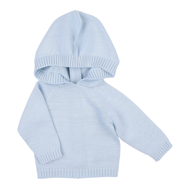 Essentials Knits Blue Hooded Zip Pullover: 3 Months