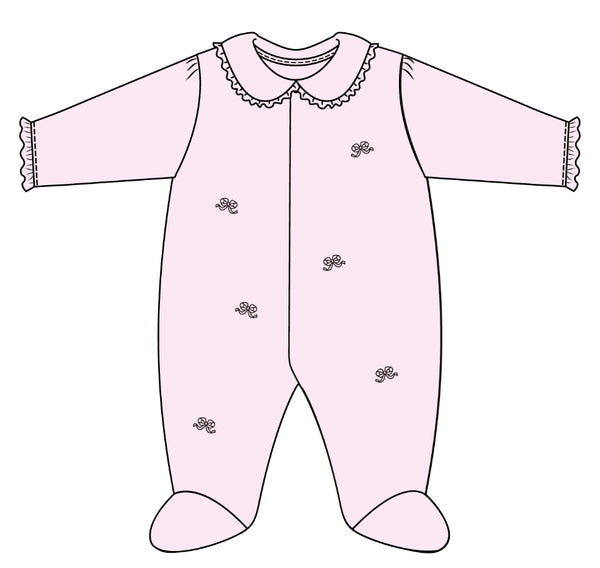 Little Bows Collard Footie with Mini Bow Embroidery