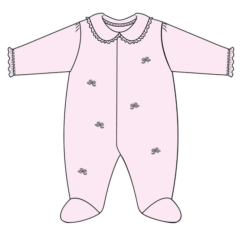 Little Bows Collard Footie with Mini Bow Embroidery