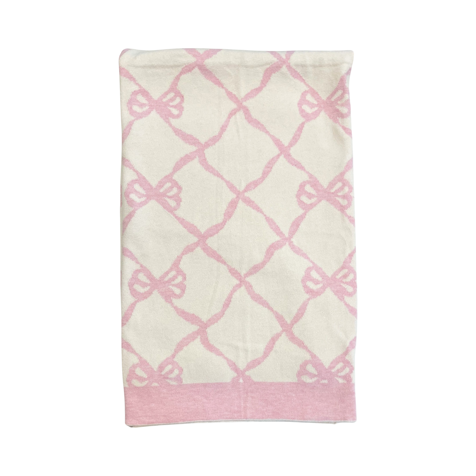 Ellis Bow Blanket -Bermuda Pink and White