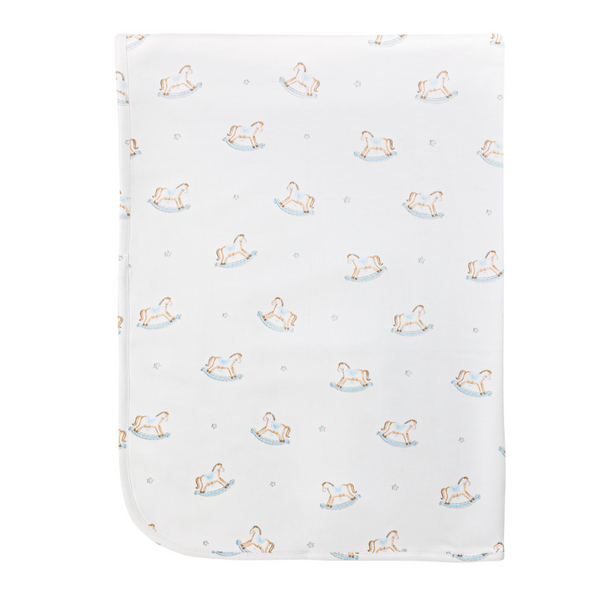 Cute Rocking Horses Printed Blanket - Blue