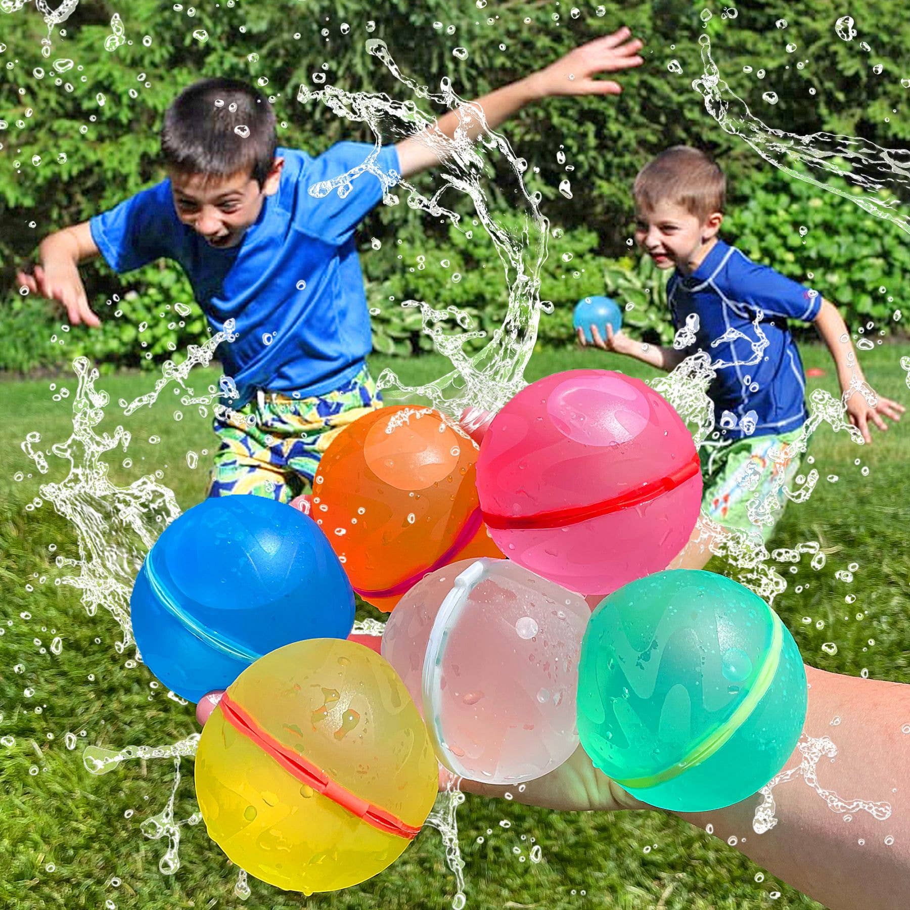 Magnetic Reusable Water Balloons Quick Fill Refillable 12PC: 6 pcs set