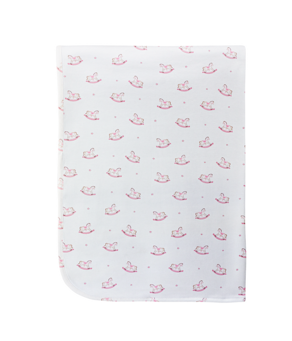 Cute Rocking Horses Printed Blanket - Pink