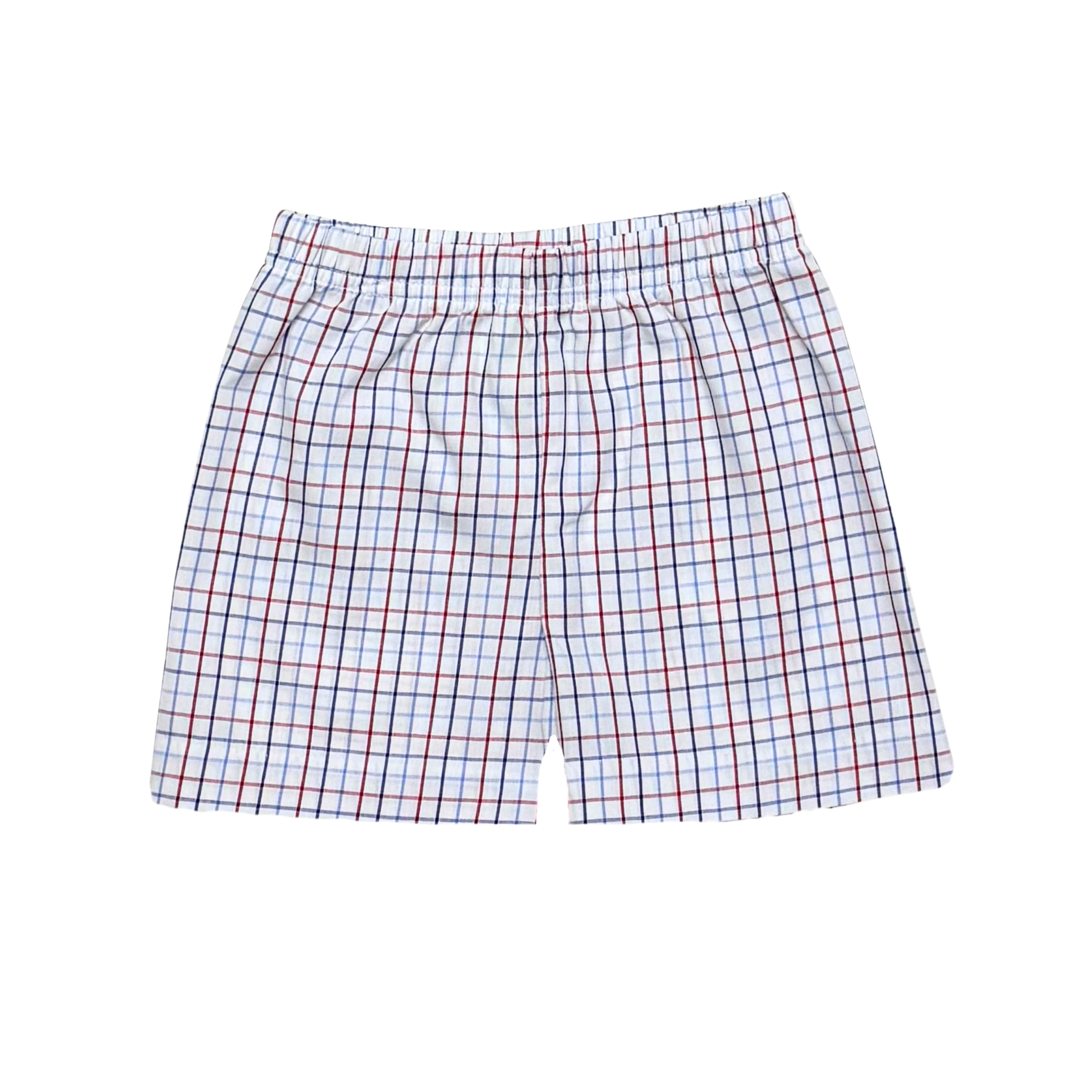 Red White and Blue Windowpane Check Leo Shorts