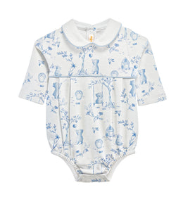 Toile de Jouy - Blue printed bubble with round collar