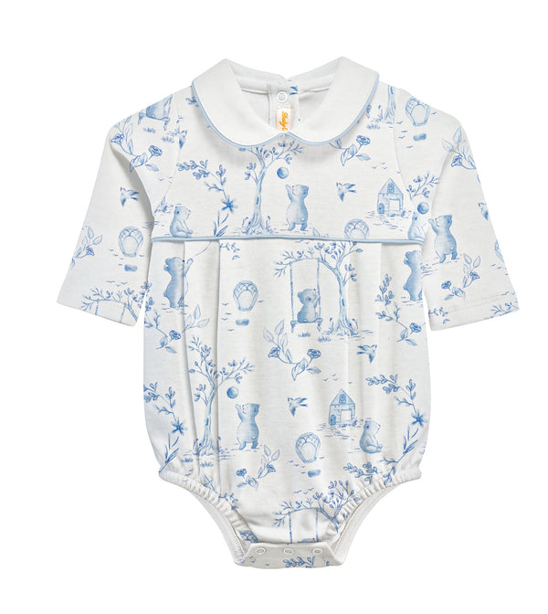 Toile de Jouy - Blue printed bubble with round collar