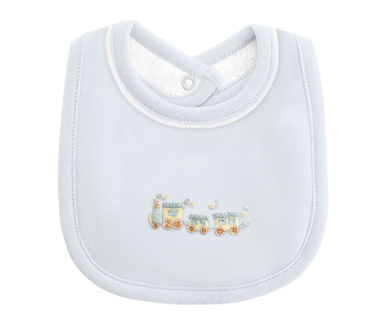 Train Blue Bib with Piping