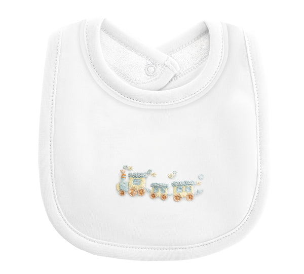 Train White Bib with Piping