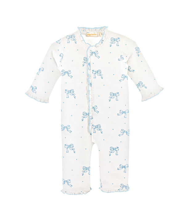 Pretty Bows Blue Printed Coverall w/Ruffles