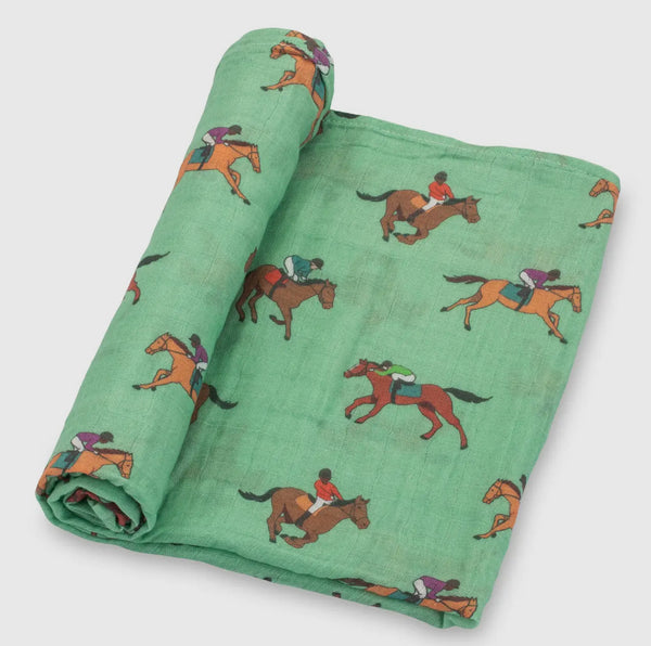 Derby Days Horse Racing Baby Swaddle Blanket