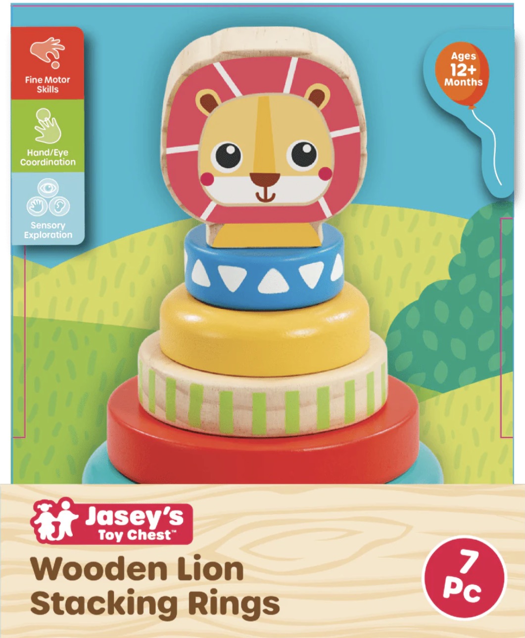 Wooden Lion Stacking Rings