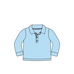 Solid Light Blue Long Sleeve Collard Tee