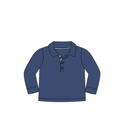 Solid Navy Long Sleeve Collard Tee