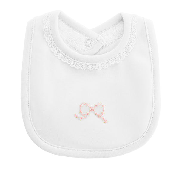 Pretty Bows Bib with Lace Trim