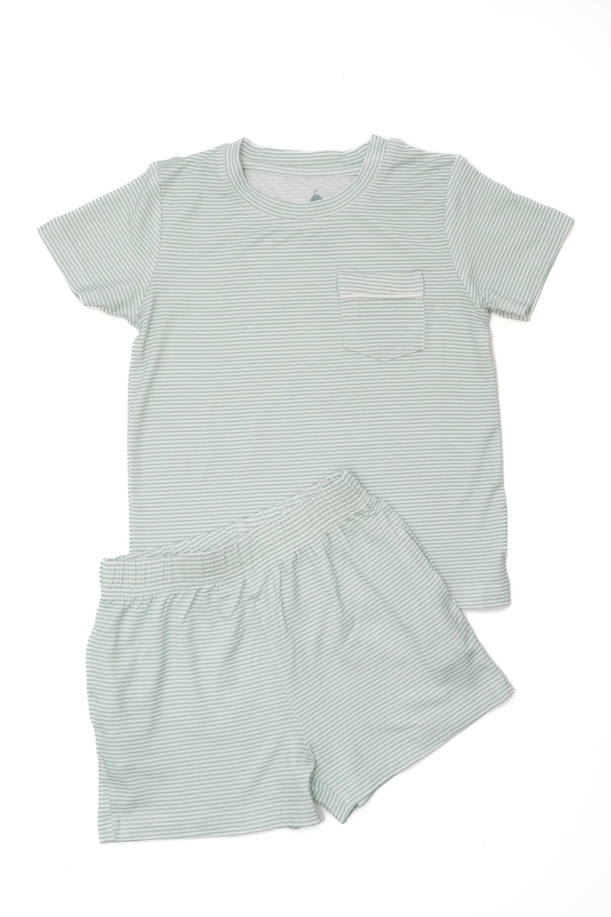 Boys Green Mini Stripe Short Set