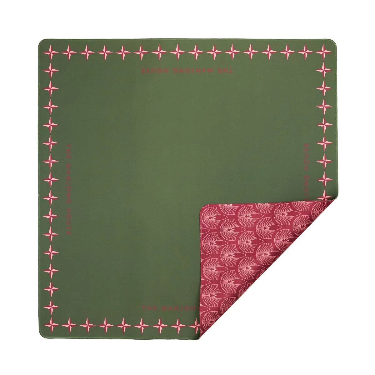 Deco Olive and Red Double-Sided Mahjong Mat