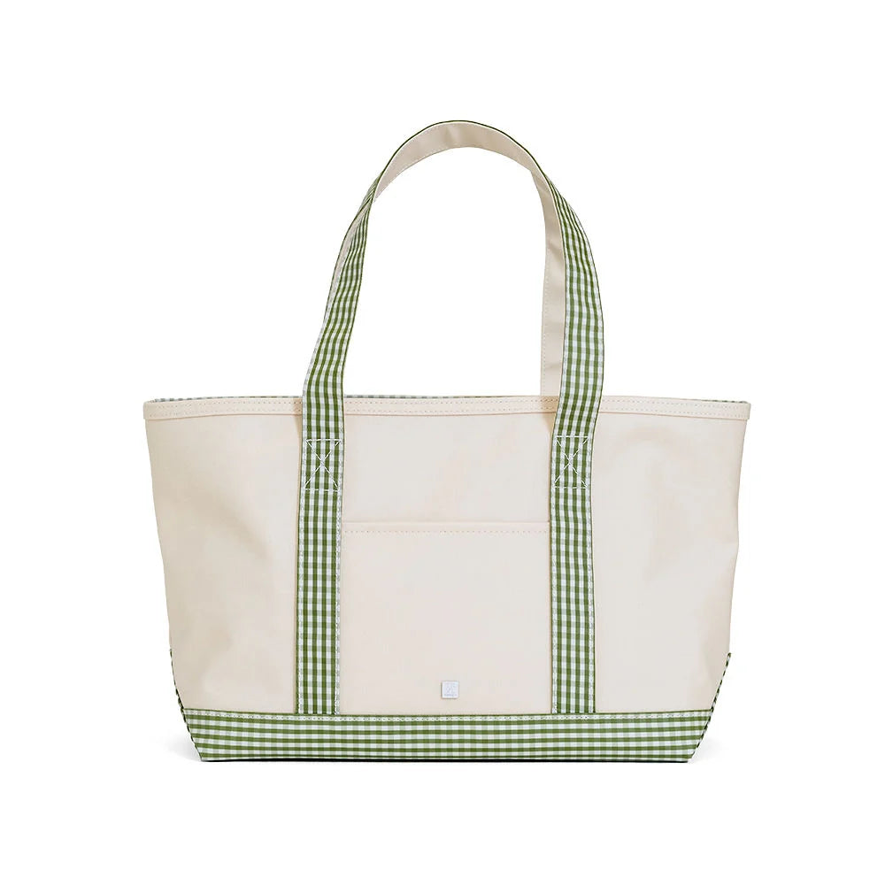 Medium Tote - Gingham Moss Trim