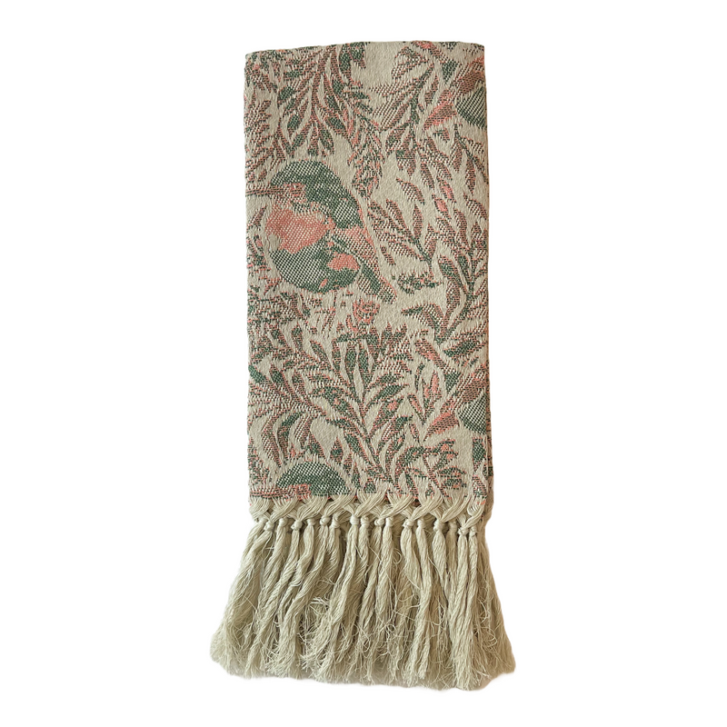 Coral and Green Cardellino Guest Towel