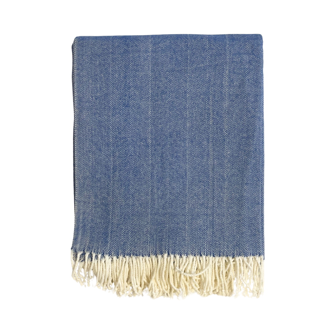 Adirondack Herringbone Throw - Regatta Blue