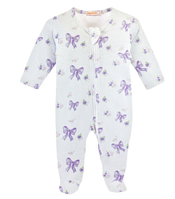 Lavender Bows Zippered Footie