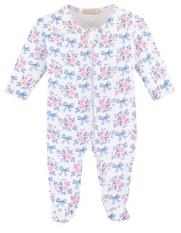 Blue Floral Bows Zip Up Fottie