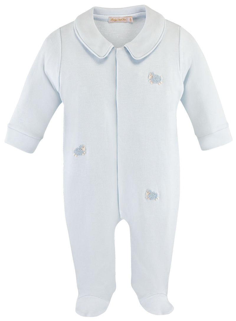 Little Sheep collared footie with mini embroidery
