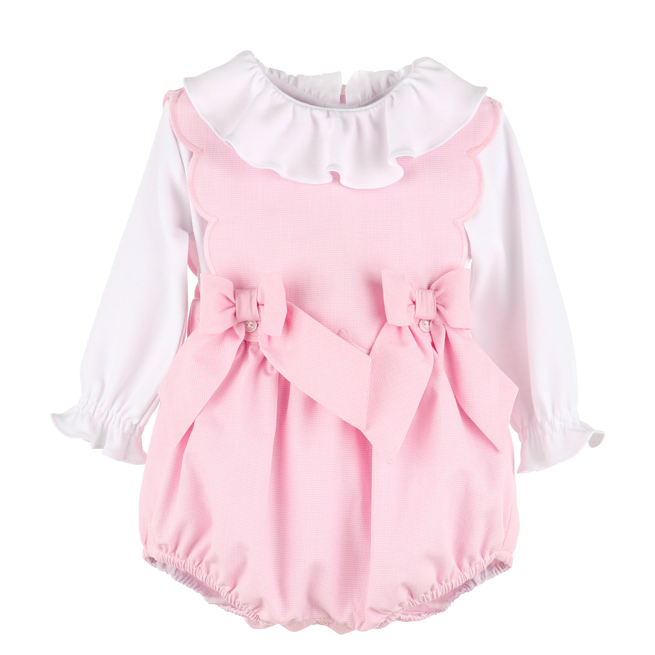 Sophie and Lucas Scallop Overall Pink