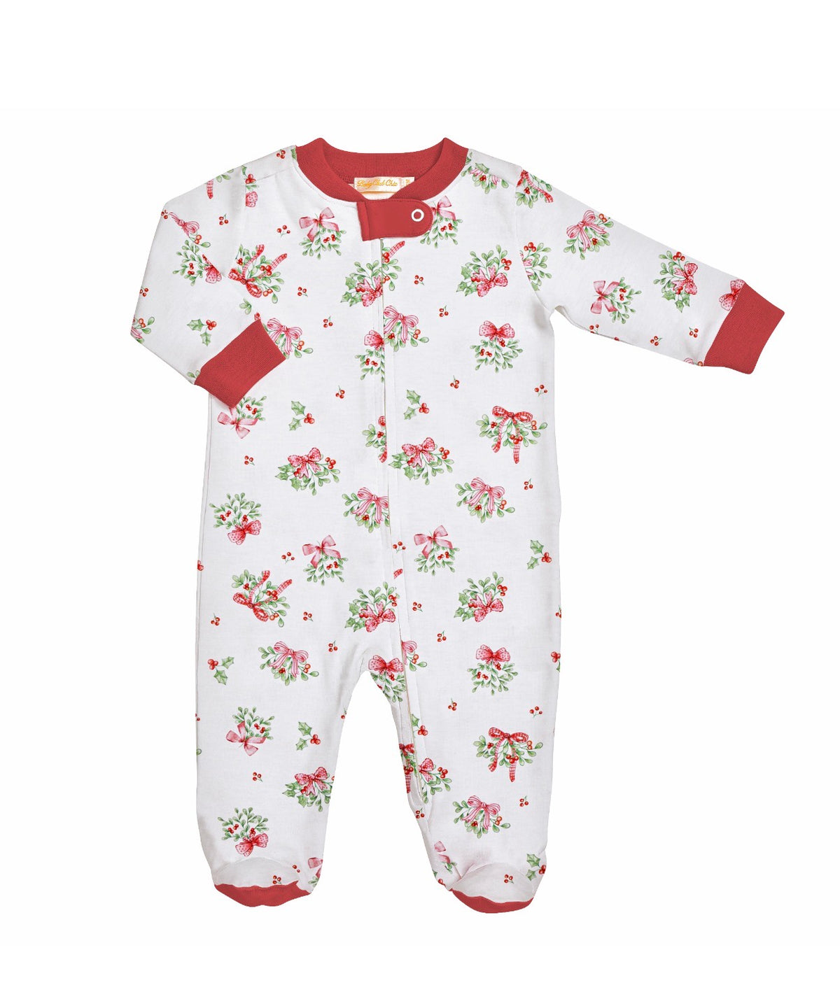 Mistletoe Kisses Printed Pima Zippered Footie