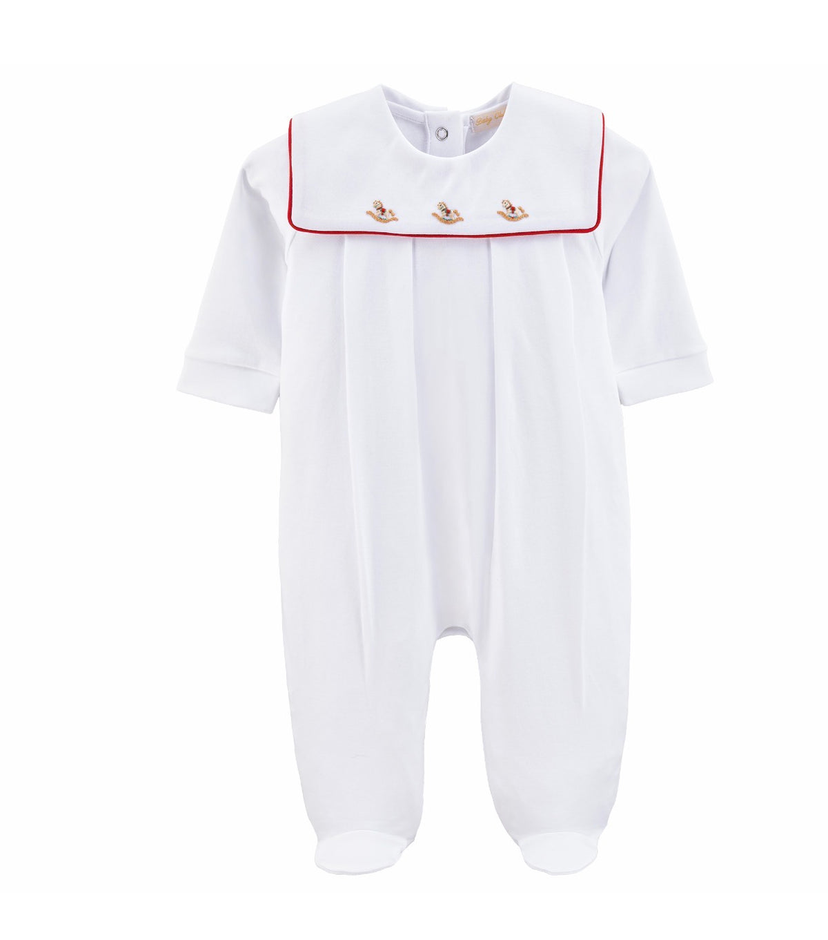 Christmas Rocking Horse Embroidered Collard Footie