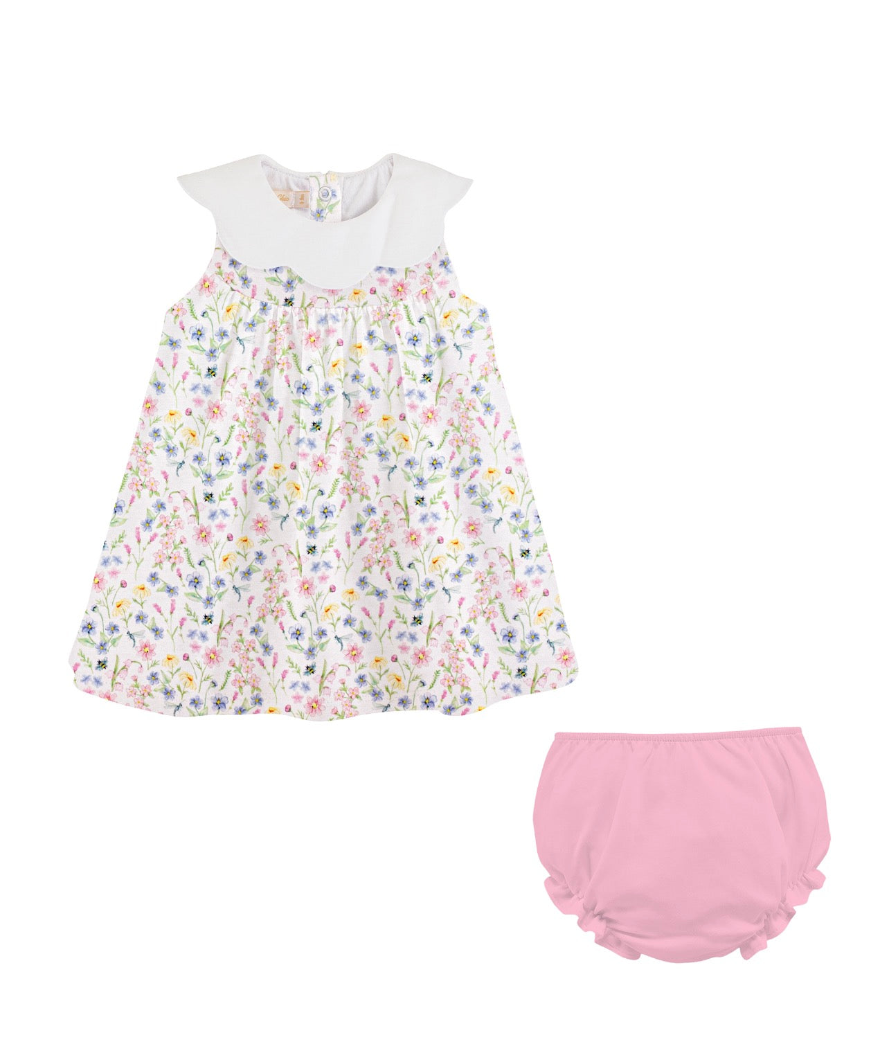 Spring Blush Dress w/Embroidered Collar