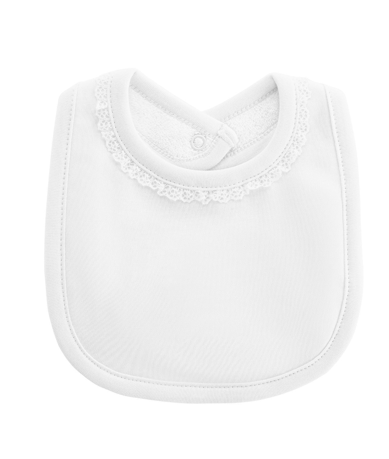 White Bib with Lace Trim