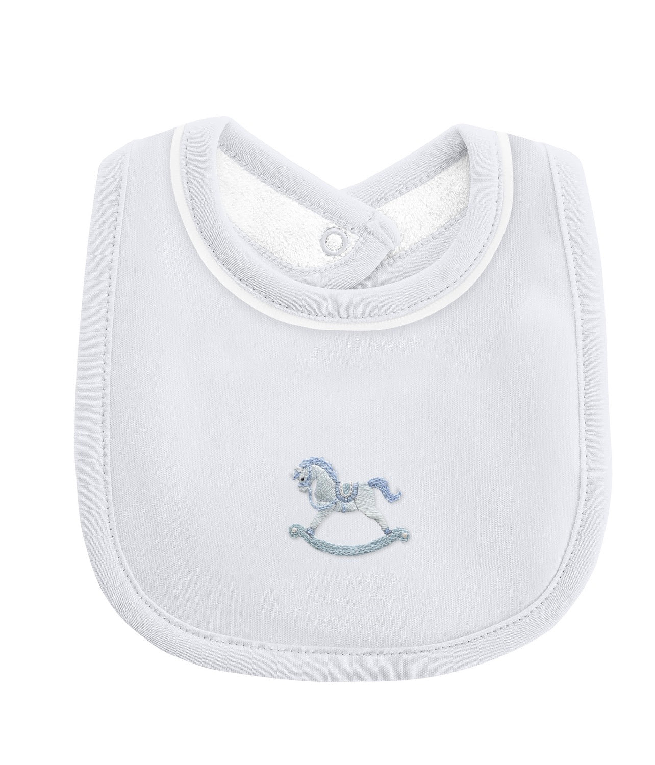 Tiny Blue Rocking Horse  Blue Bib
