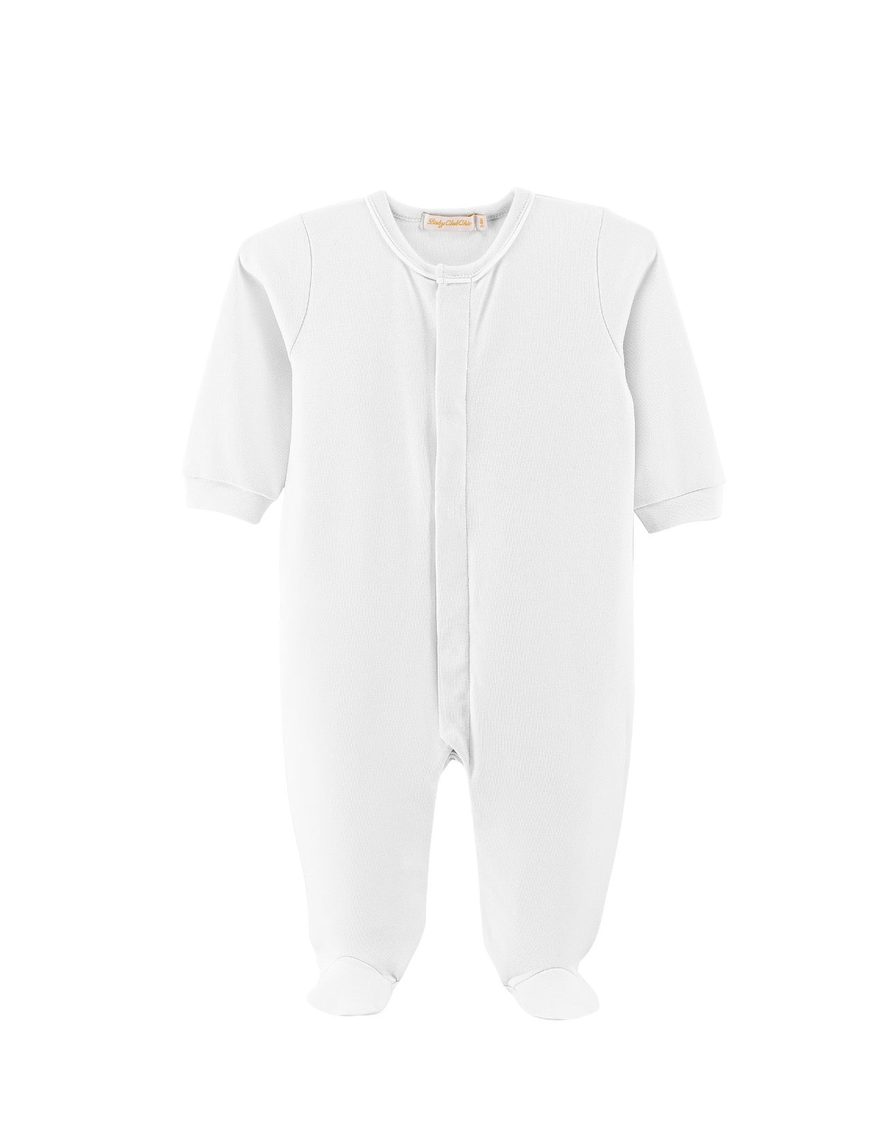White Footie with Piping