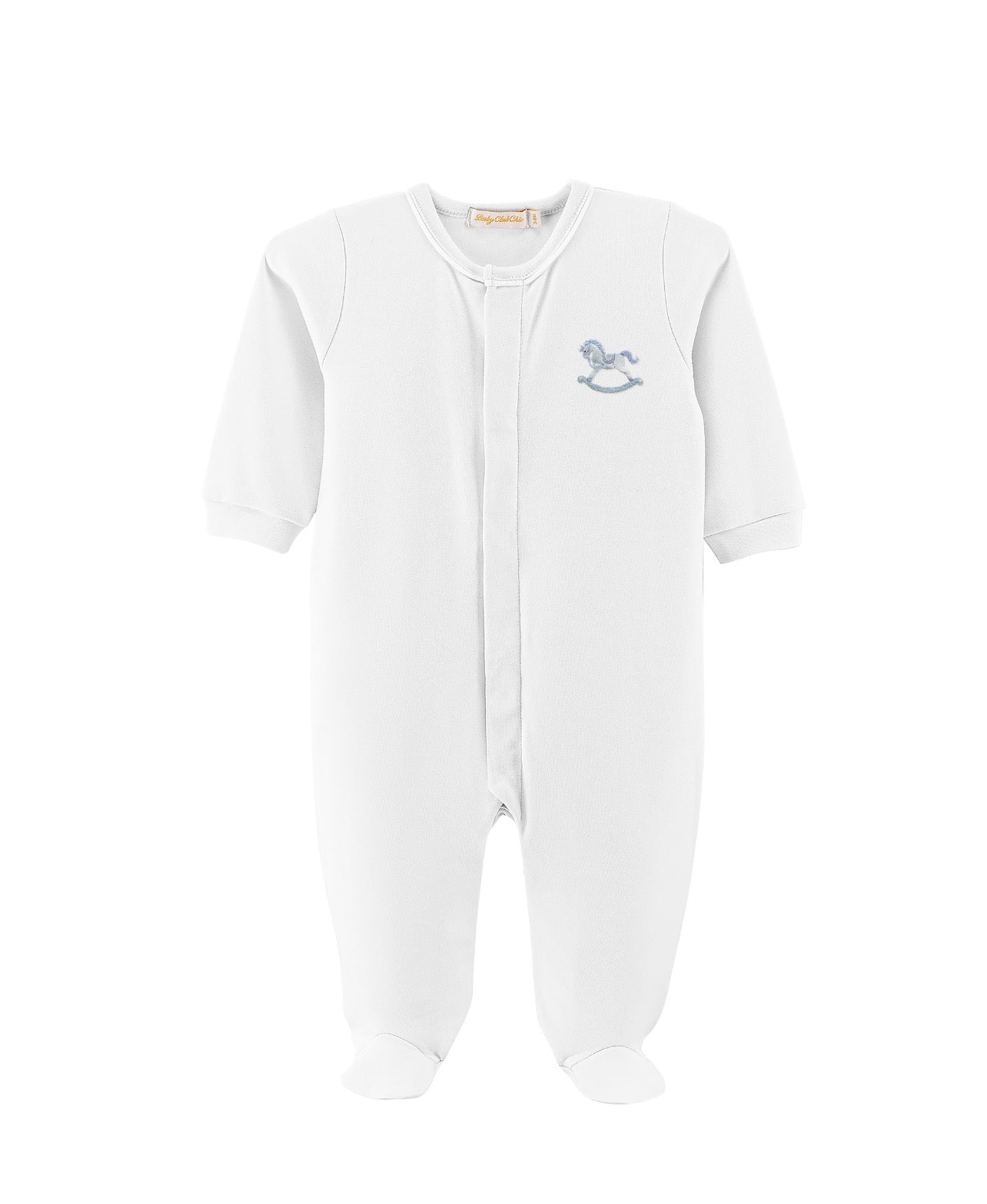 Tiny Blue Rocking Horse Footie
