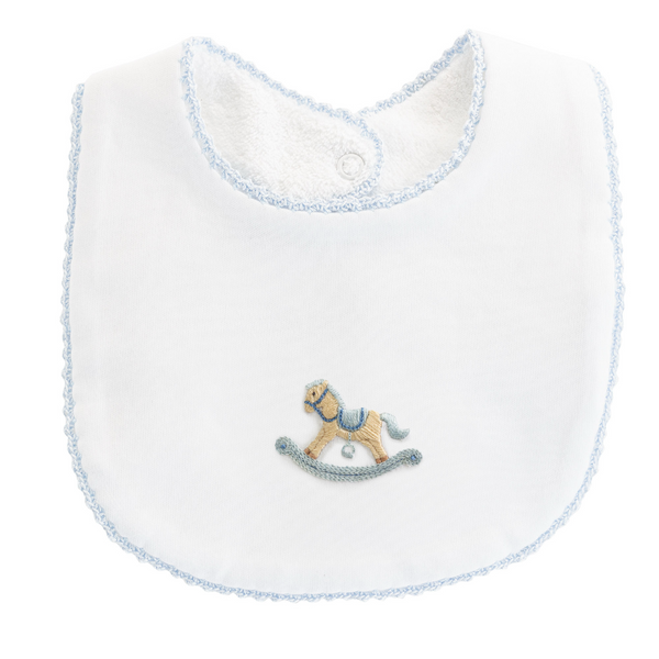 Cute Rocking Horse Bib - Blue