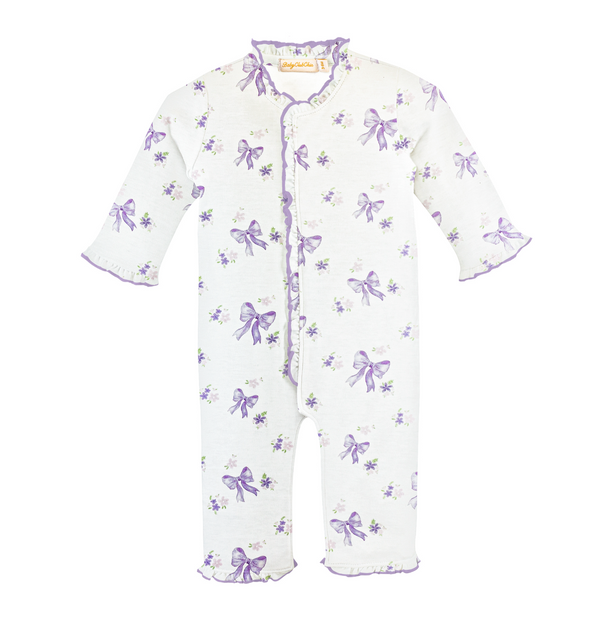 Lavender Bows Printed Coverall w/Ruffles