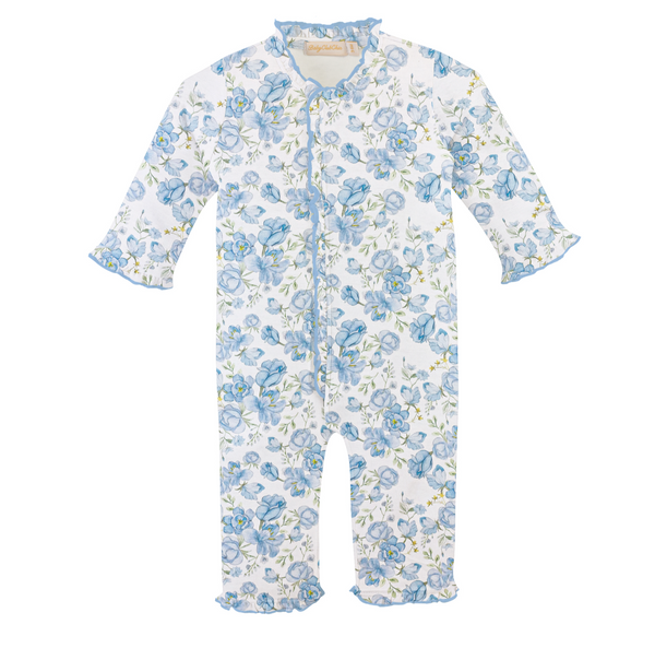 Spring in Blue Printed Coverall w/Ruffles