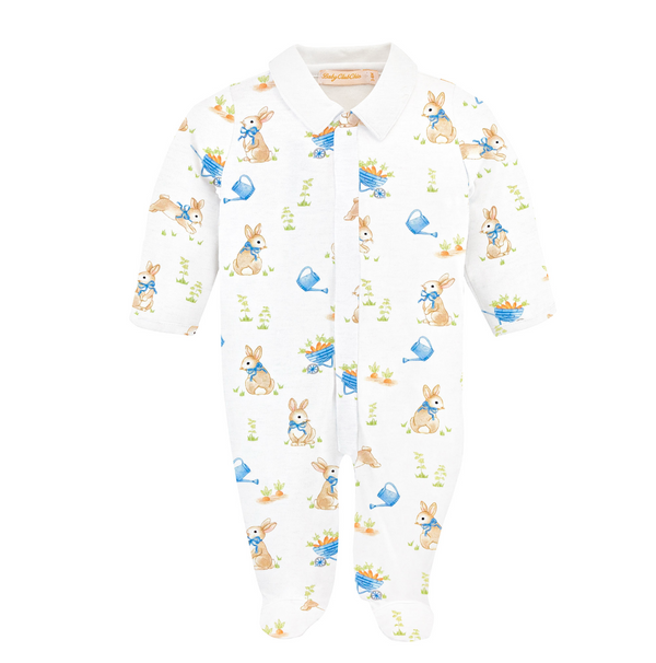 Bunny's Garden Printed Footie w/Collar