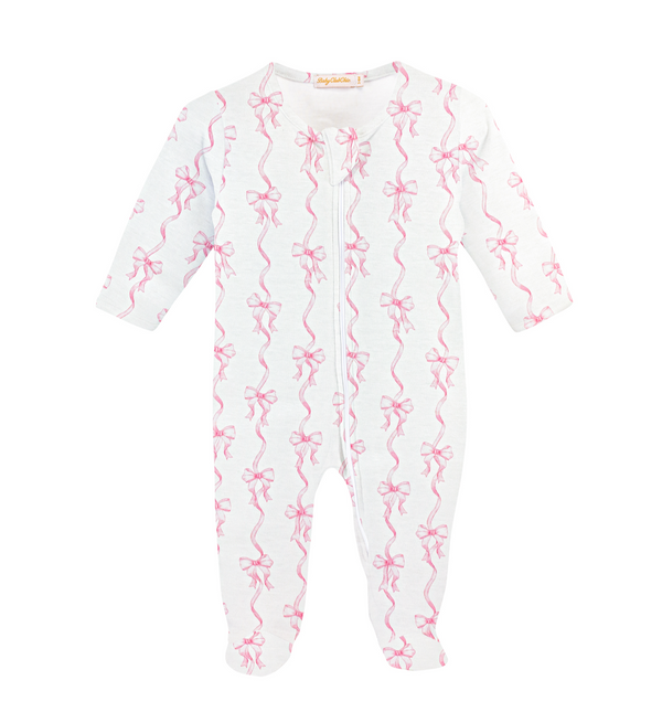 Coquette Bows Printed Zipped Footie