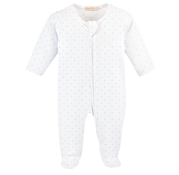 Blue Dots Printed Zipped Footie