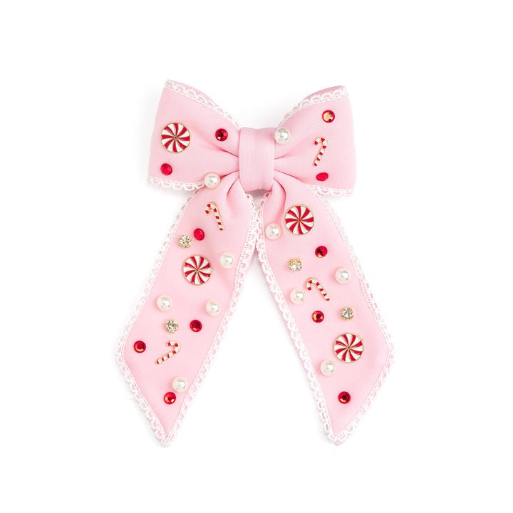 Candy Cane Christmas Gemstone Bow