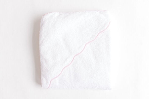 Hooded Towel - Pink Scallop Pinstripe