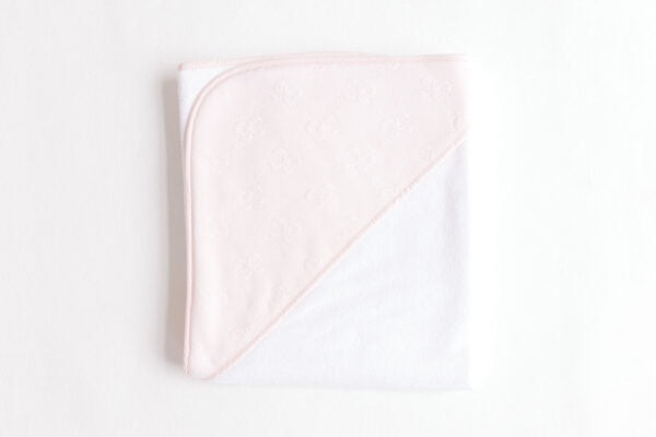 Hooded Towel - Pink Jacquard Bows