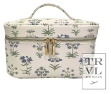 Luxe Provence Train 2- Cosmetic Bag with Green Pinstripe Liner