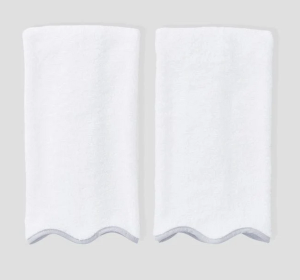 Scallop Hand Towels in Grey and White