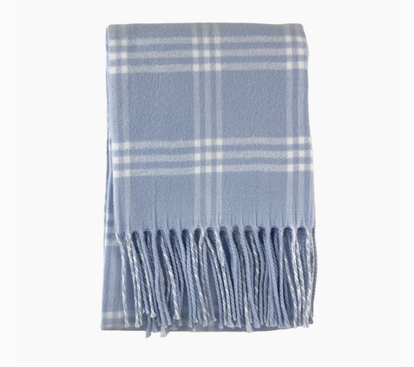 Blue with White Window Pane Check Flannel Baby Blanket